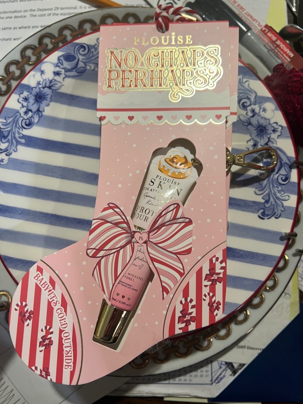 P. Louise “No Chaps Perhaps?” Protect your pout in cinnamon roll